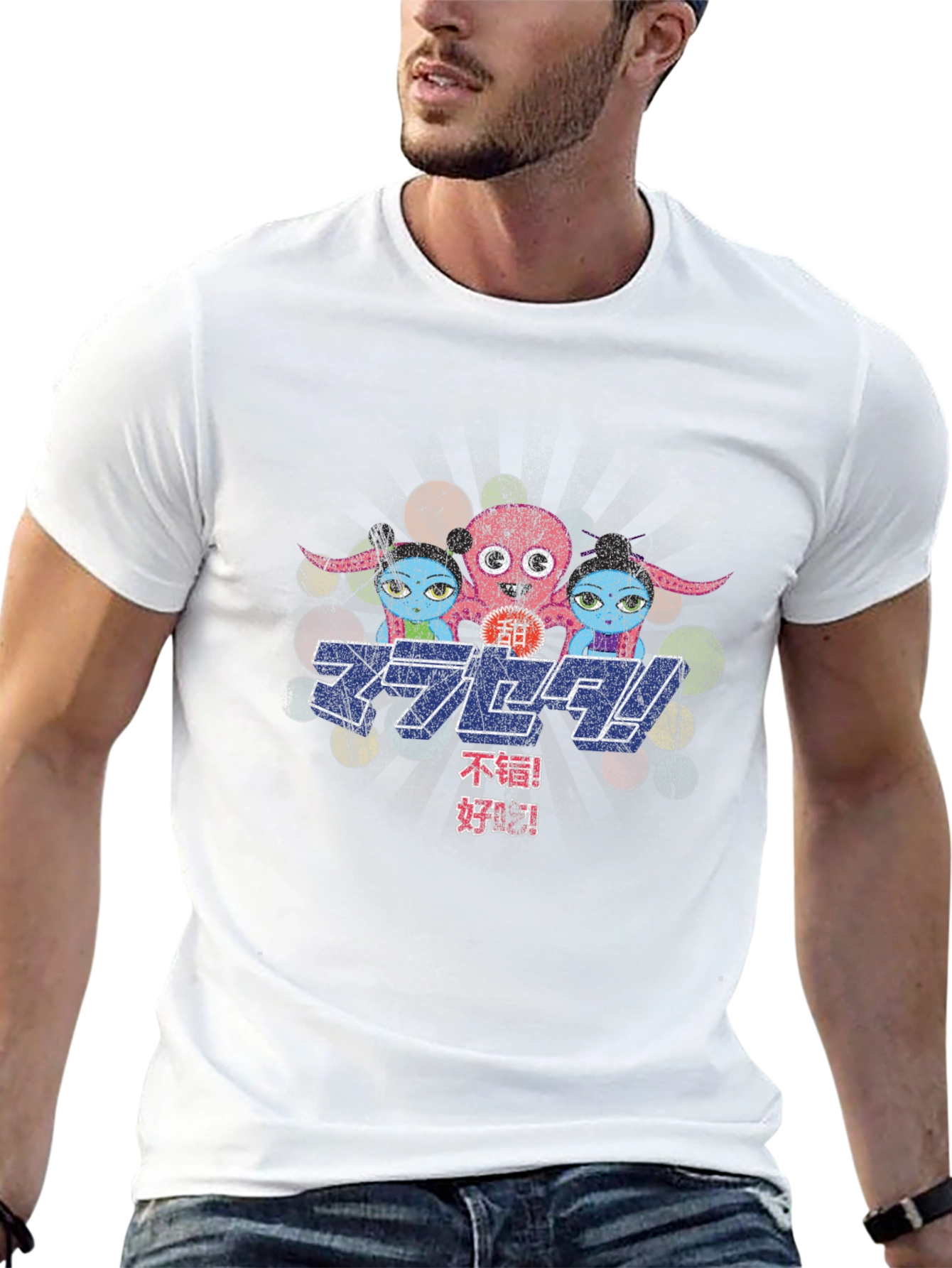 Retro Japanese Character T-Shirt - Black