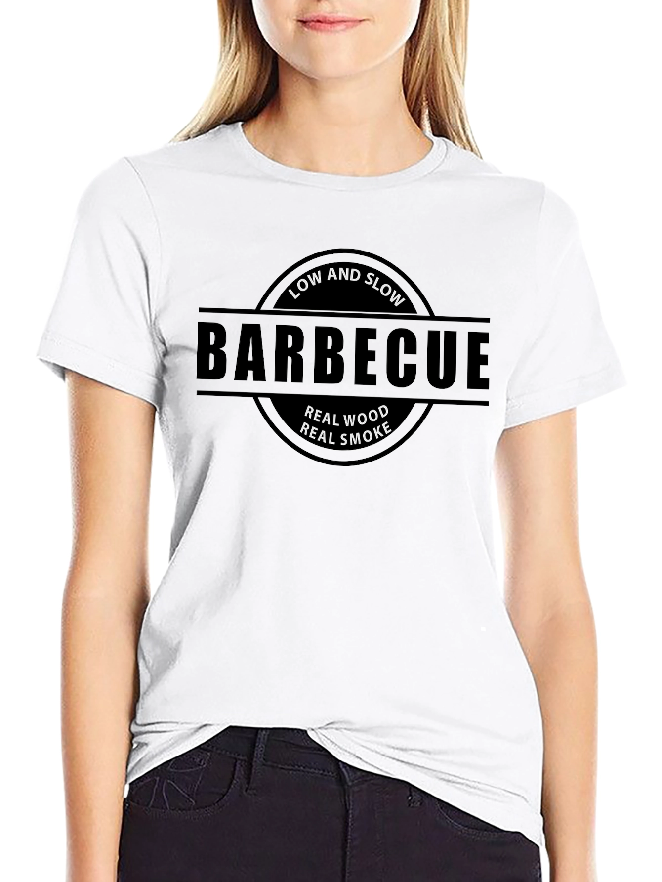 BBQ T-Shirt: Low and Slow Real Wood Real Smoke