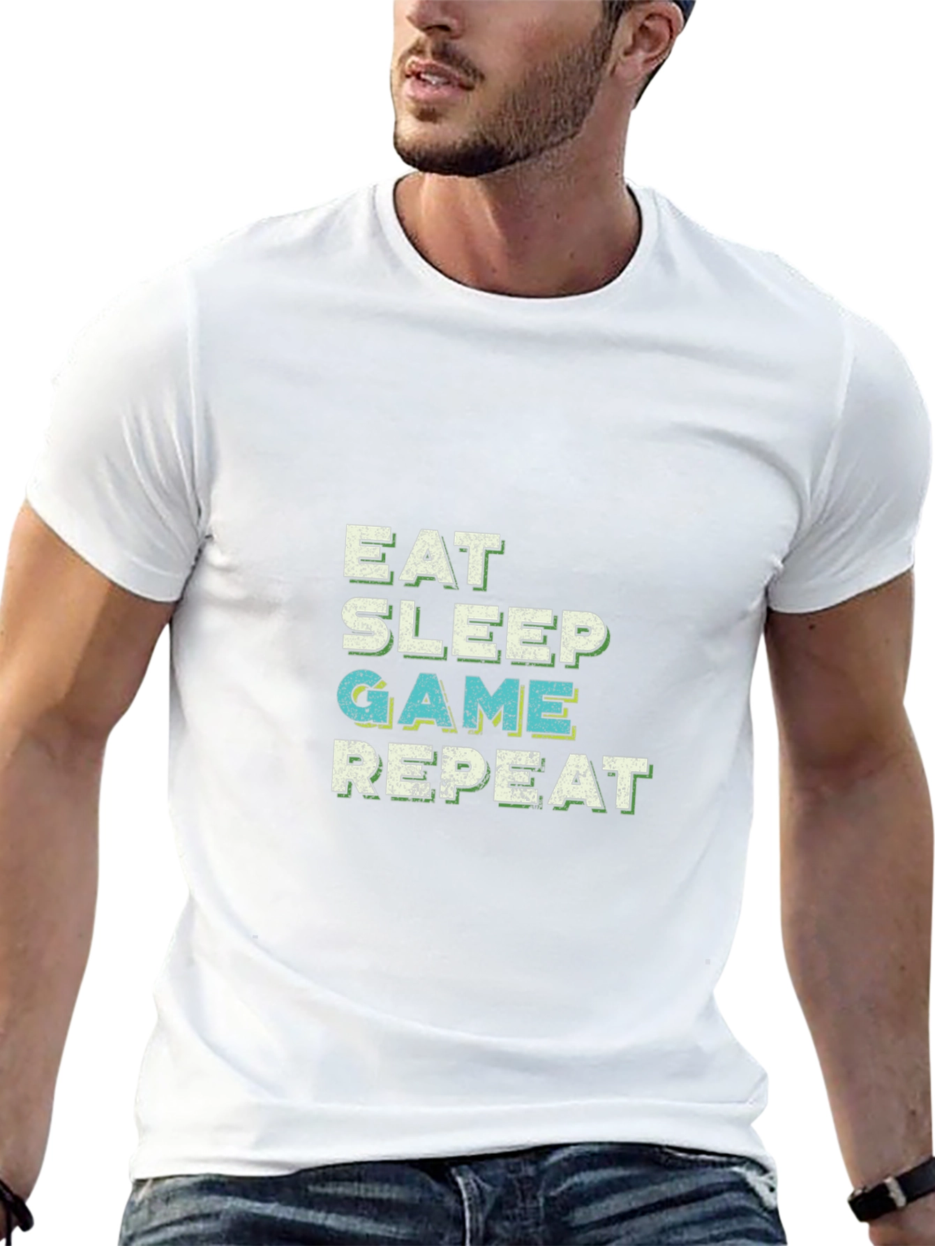Eat Sleep Game Repeat Black T-Shirt