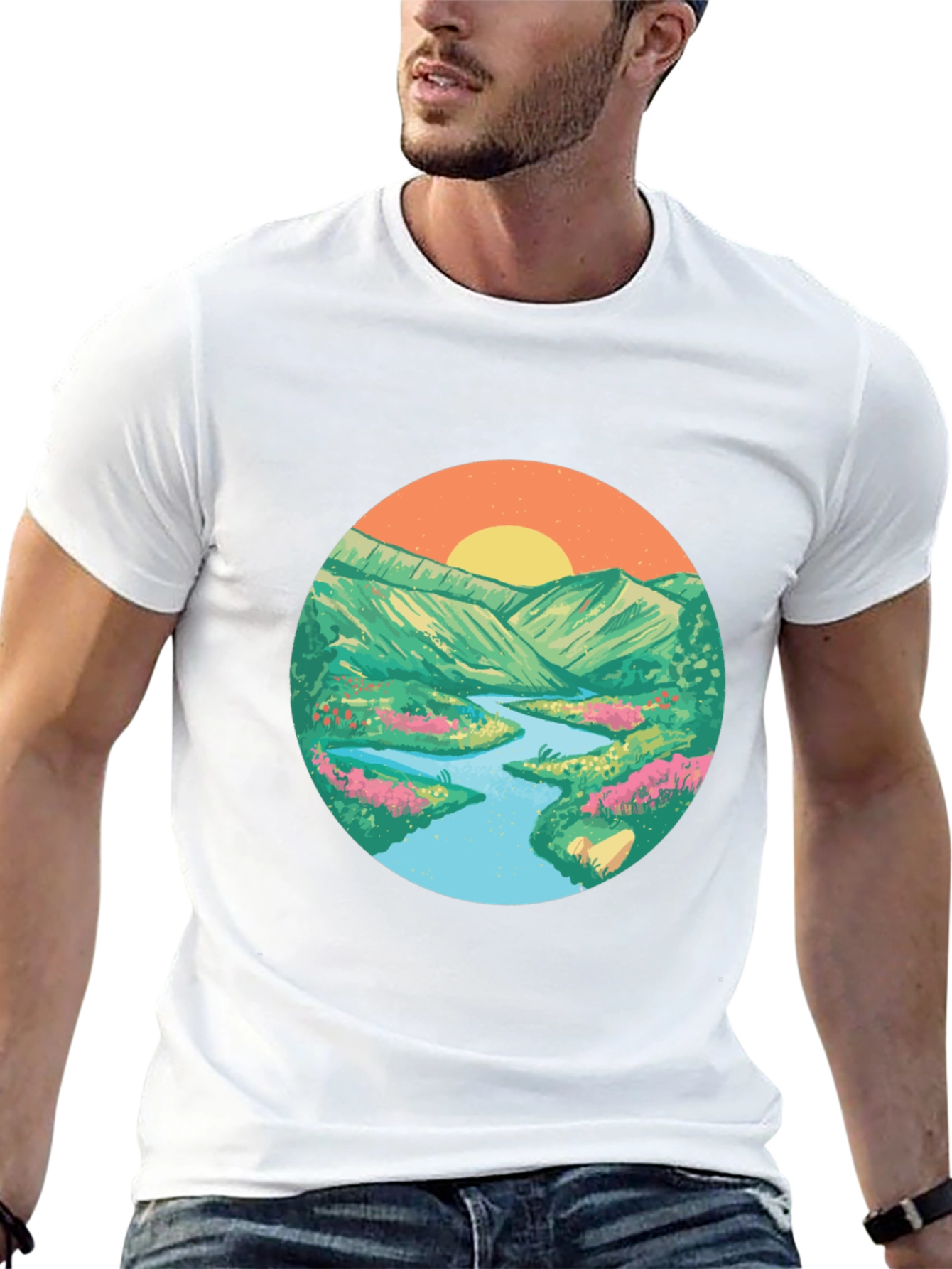Nature Scene Graphic Tee - Black