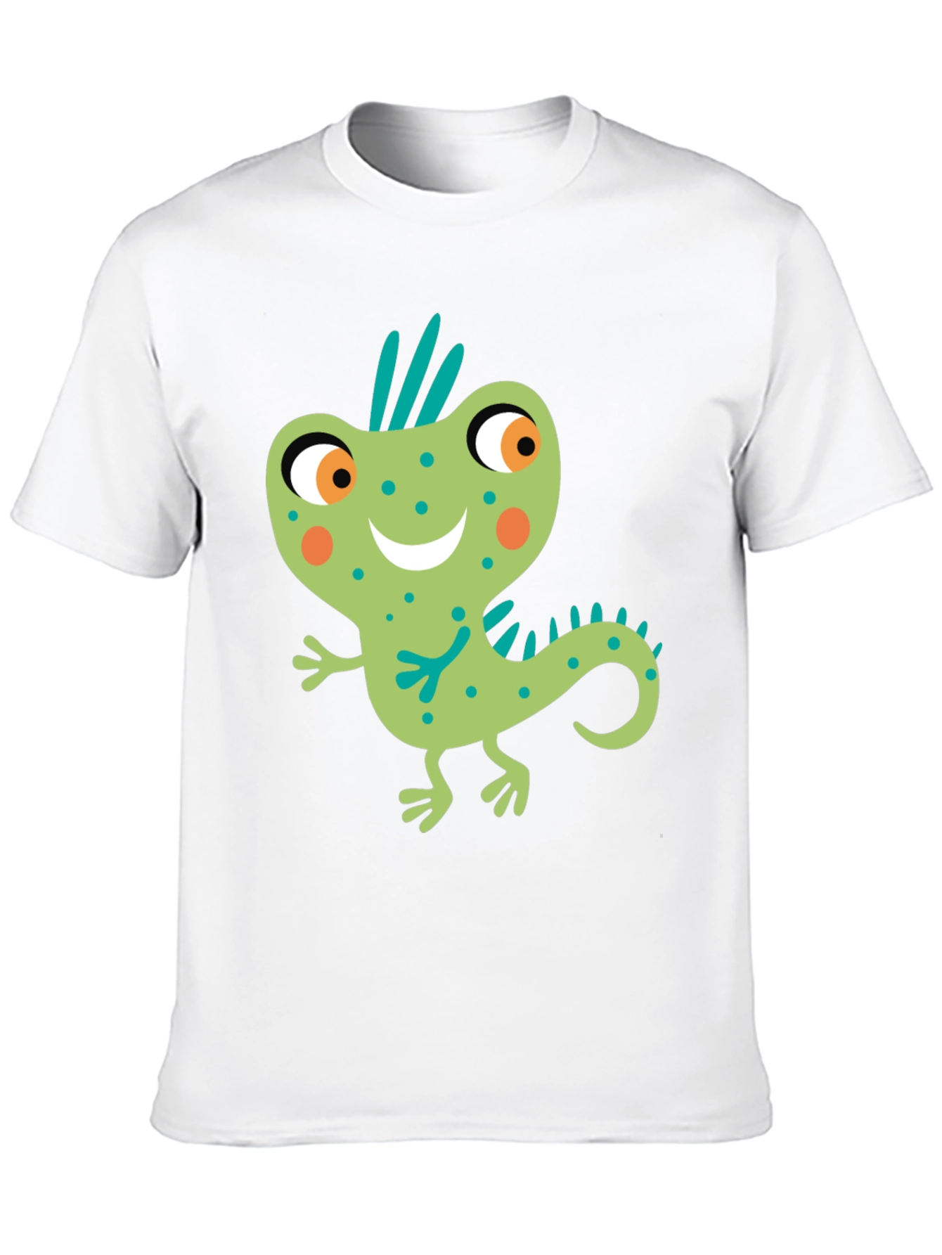 Cute Cartoon Lizard Graphic Tee - Mens Black T-Shirt