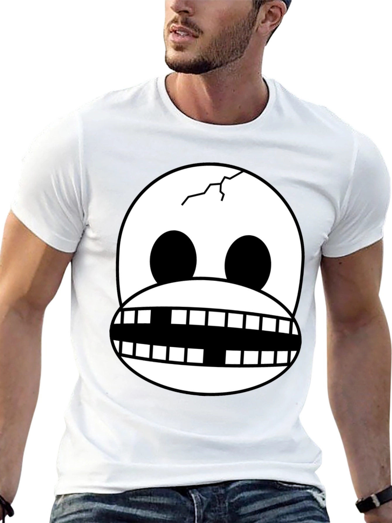 Skull Face Graphic Print Black T-Shirt