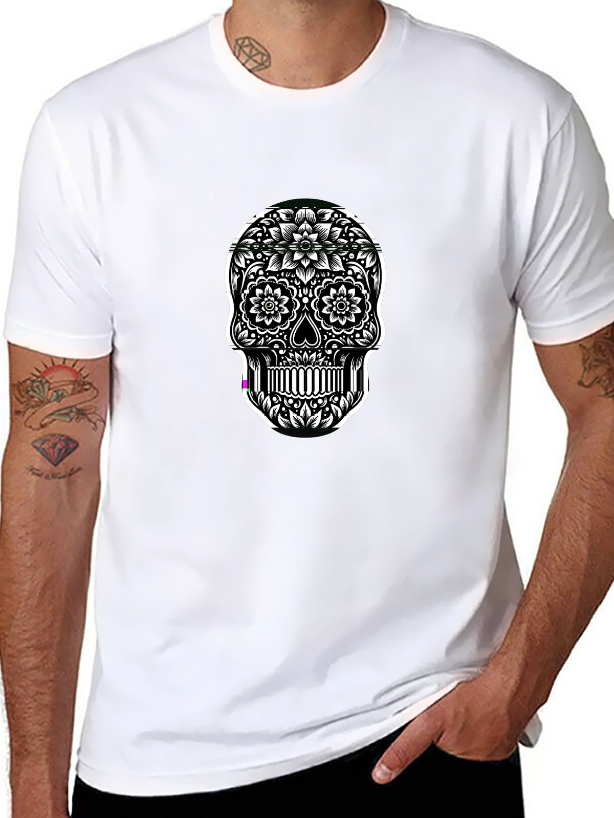 Black Sugar Skull T-Shirt – Day of the Dead Design