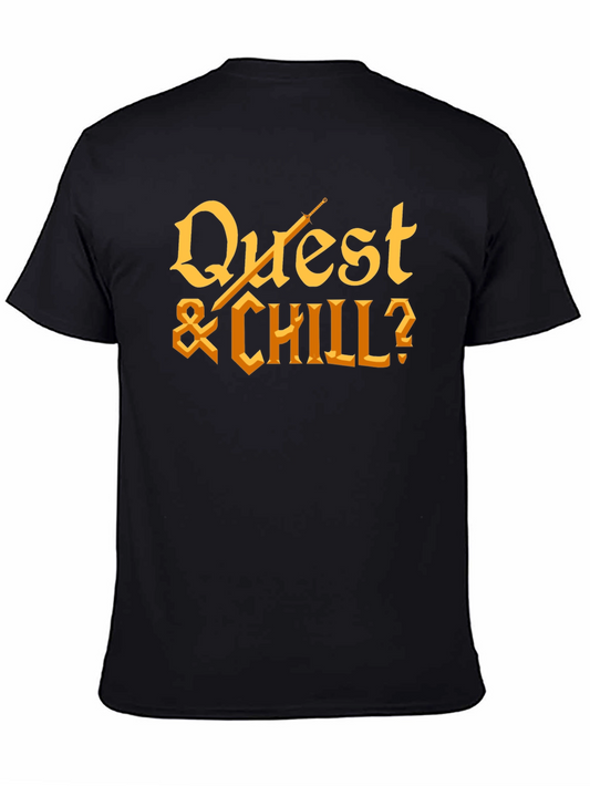 Quest & Chill? Graphic Tee - Black Cotton T-Shirt
