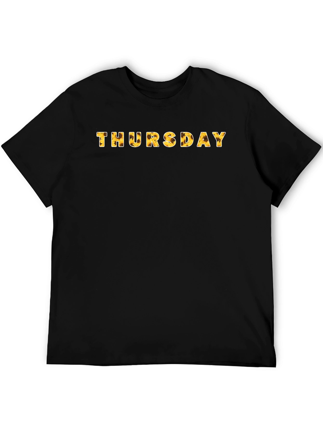 Thursday Sunflower Print Black T-Shirt