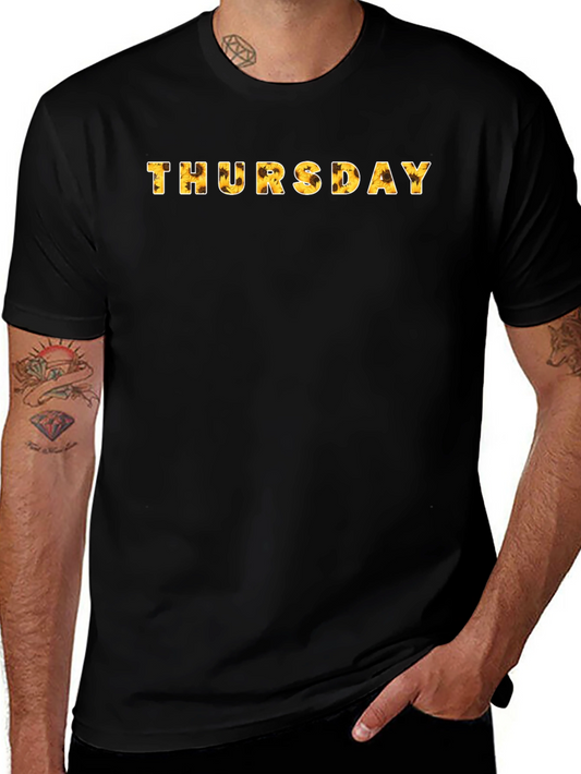 Thursday Sunflower Print Black T-Shirt