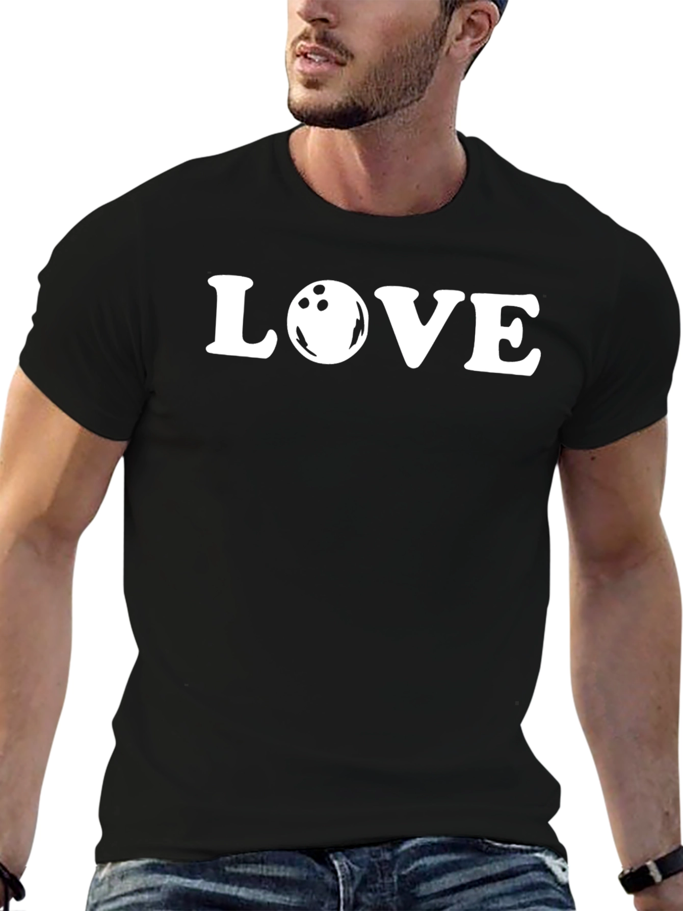 Bowling LOVE Graphic T-Shirt - Black