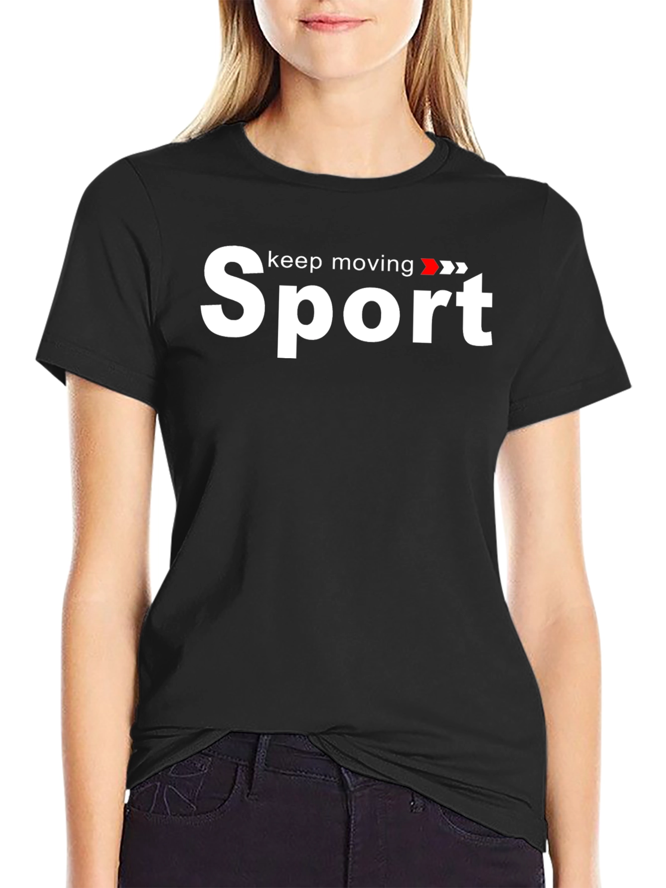 Sport Keep Moving Graphic Black T-Shirt