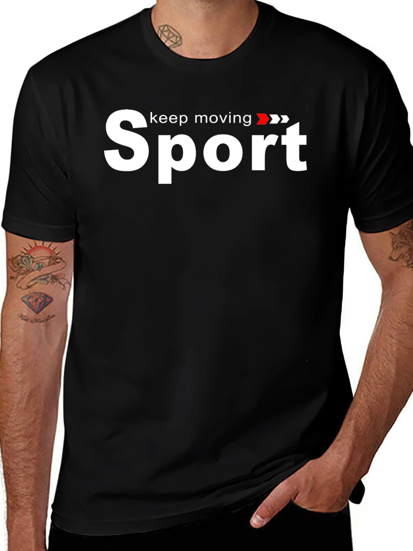 Sport Keep Moving Graphic Black T-Shirt