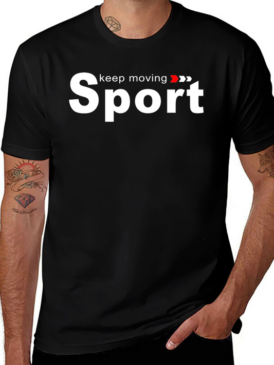 Sport Keep Moving Graphic Black T-Shirt