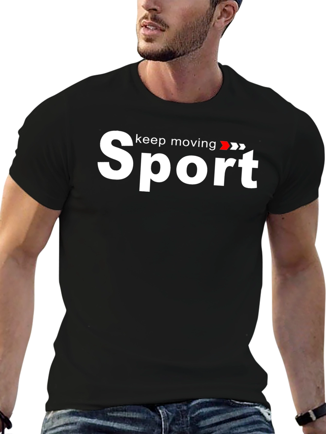 Sport Keep Moving Graphic Black T-Shirt