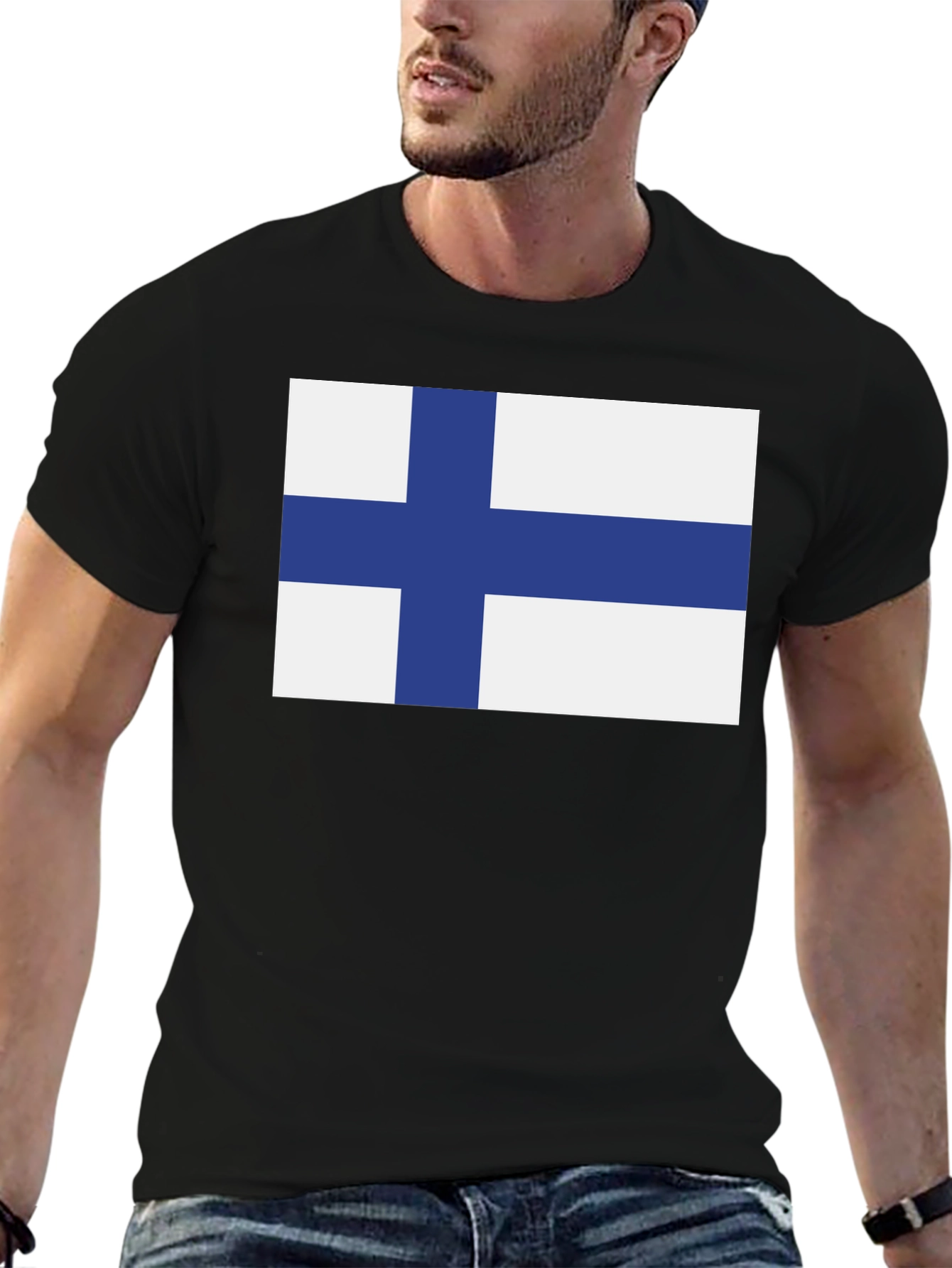 Finland Flag Graphic Tee - Black T-Shirt