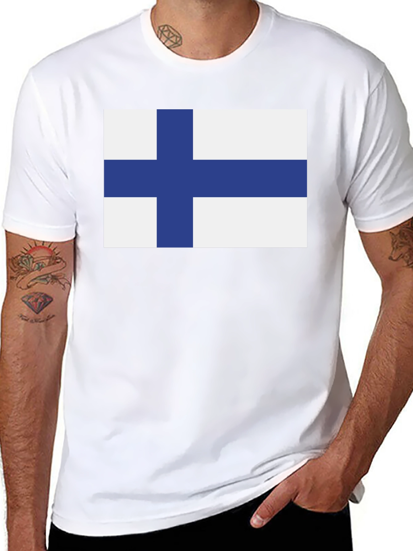 Finland Flag Graphic Tee - Black T-Shirt