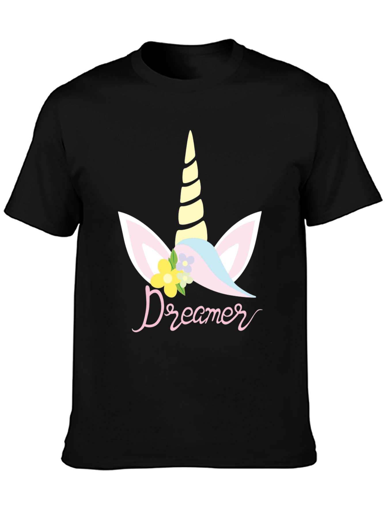 Dreamer Unicorn Graphic T-Shirt - Black