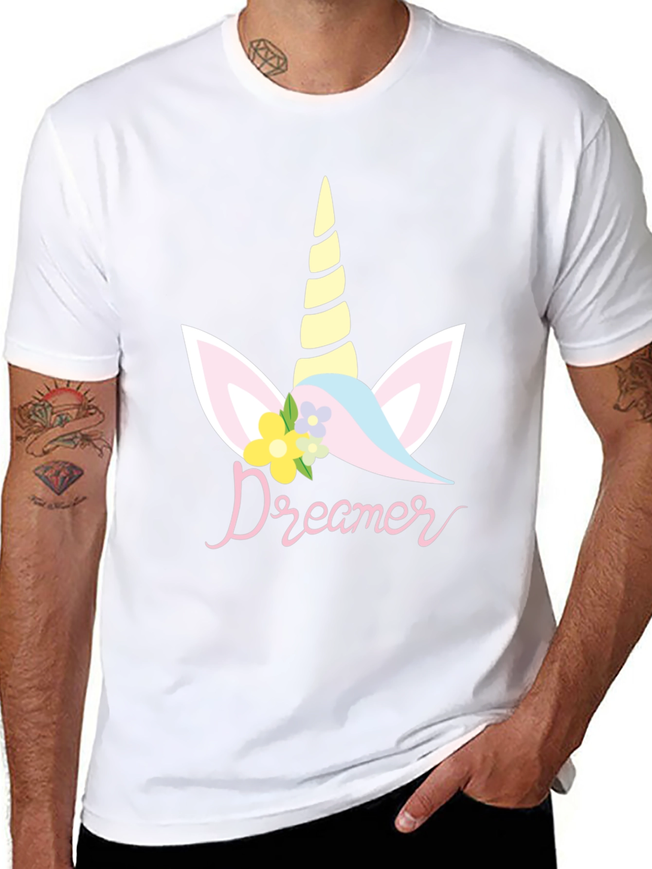 Dreamer Unicorn Graphic T-Shirt - Black