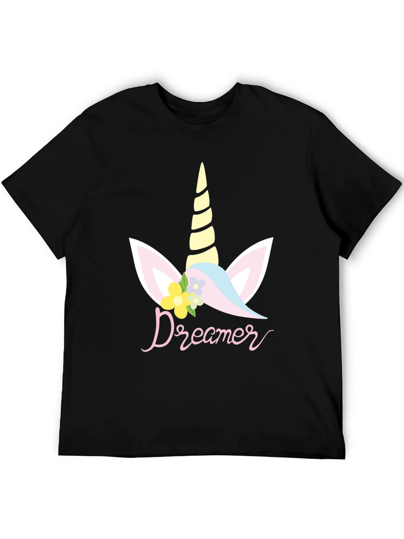 Dreamer Unicorn Graphic T-Shirt - Black