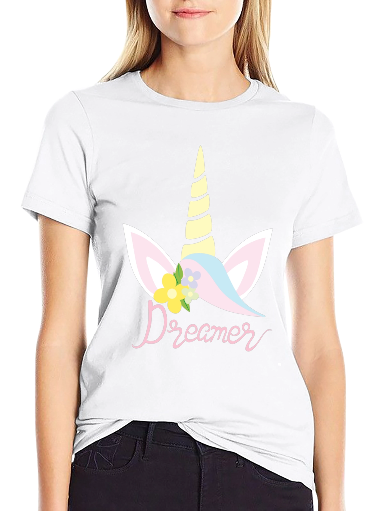 Dreamer Unicorn Graphic T-Shirt - Black