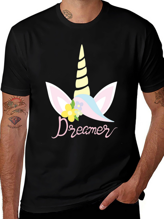 Dreamer Unicorn Graphic T-Shirt - Black