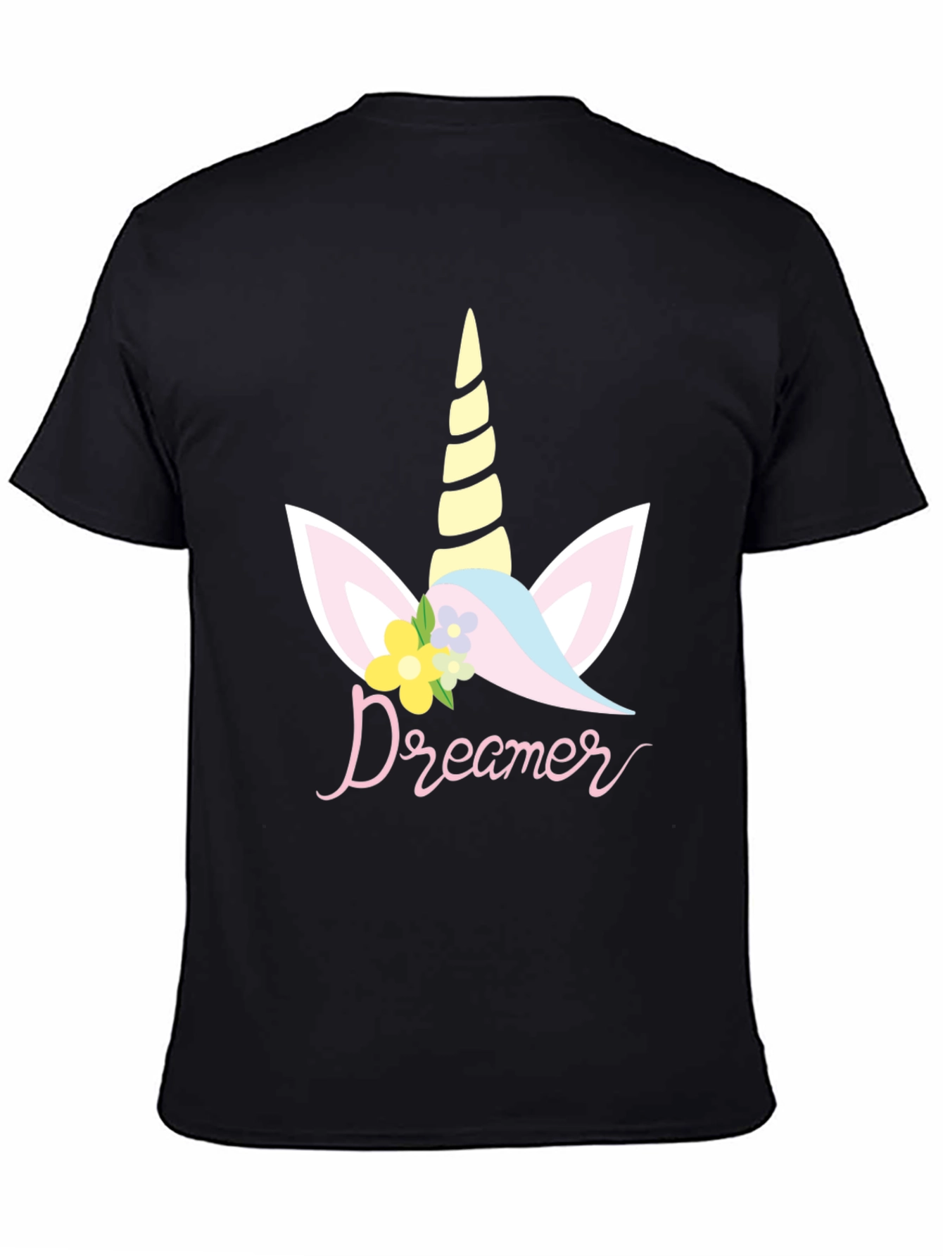 Dreamer Unicorn Graphic T-Shirt - Black