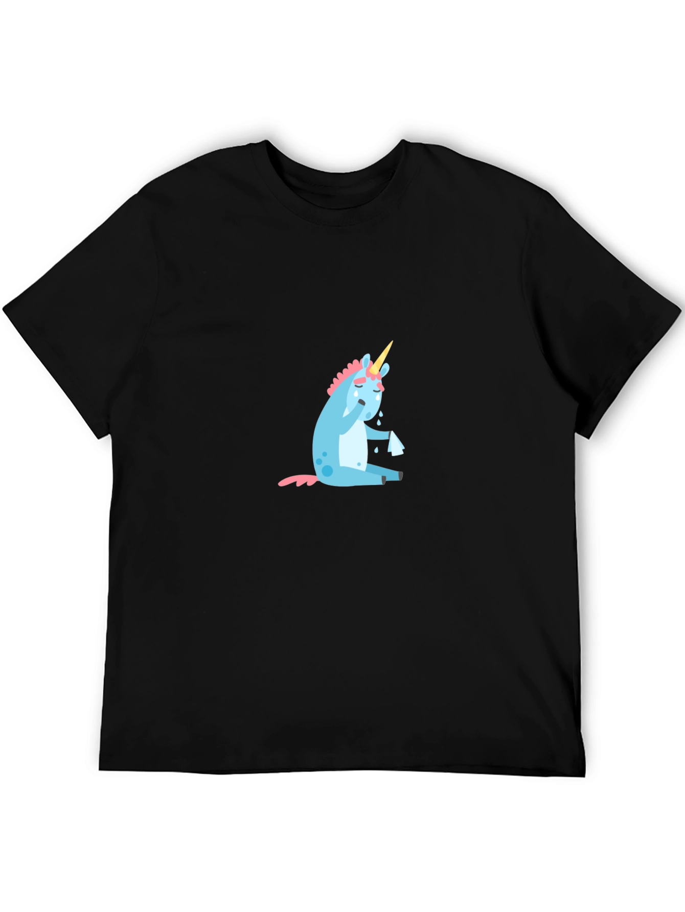 Sad Unicorn Mens Black T-Shirt