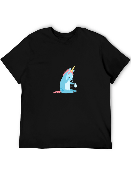 Sad Unicorn Mens Black T-Shirt