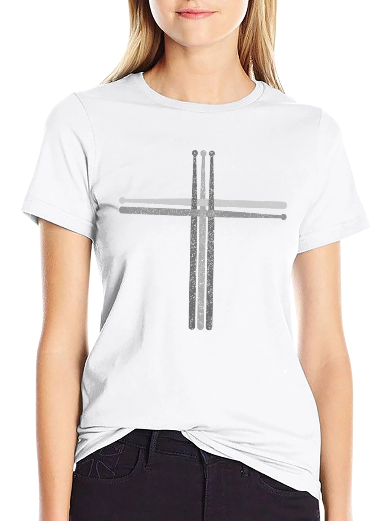 Drumsticks Cross Graphic Tee - Music Lovers T-Shirt