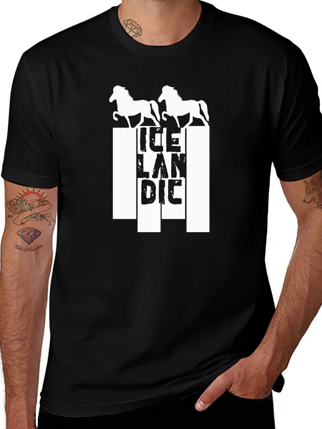 Icelandic Horse T-Shirt - Mens Black Graphic Tee