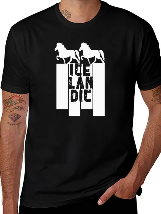 Icelandic Horse T-Shirt - Mens Black Graphic Tee