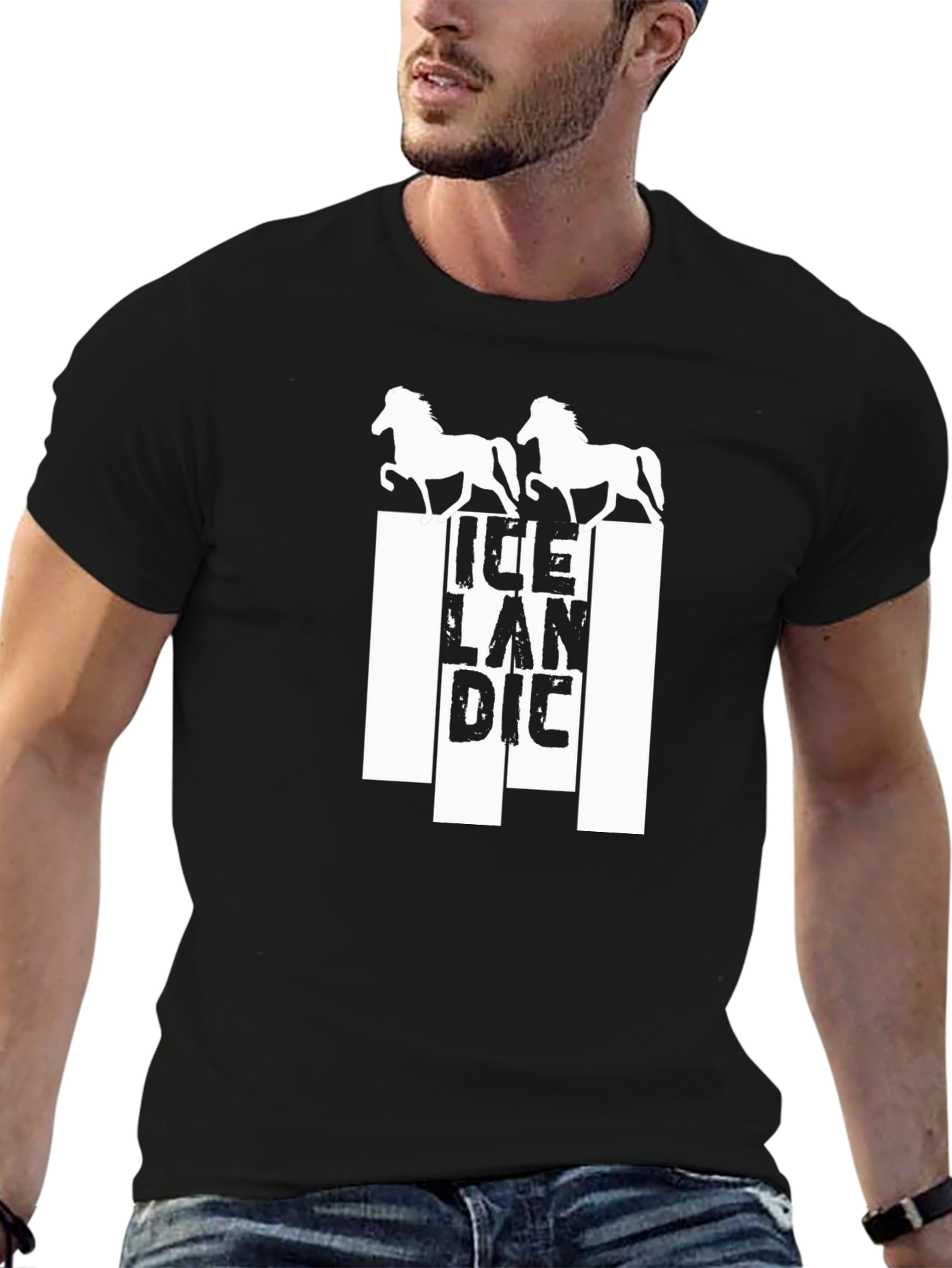 Icelandic Horse T-Shirt - Mens Black Graphic Tee