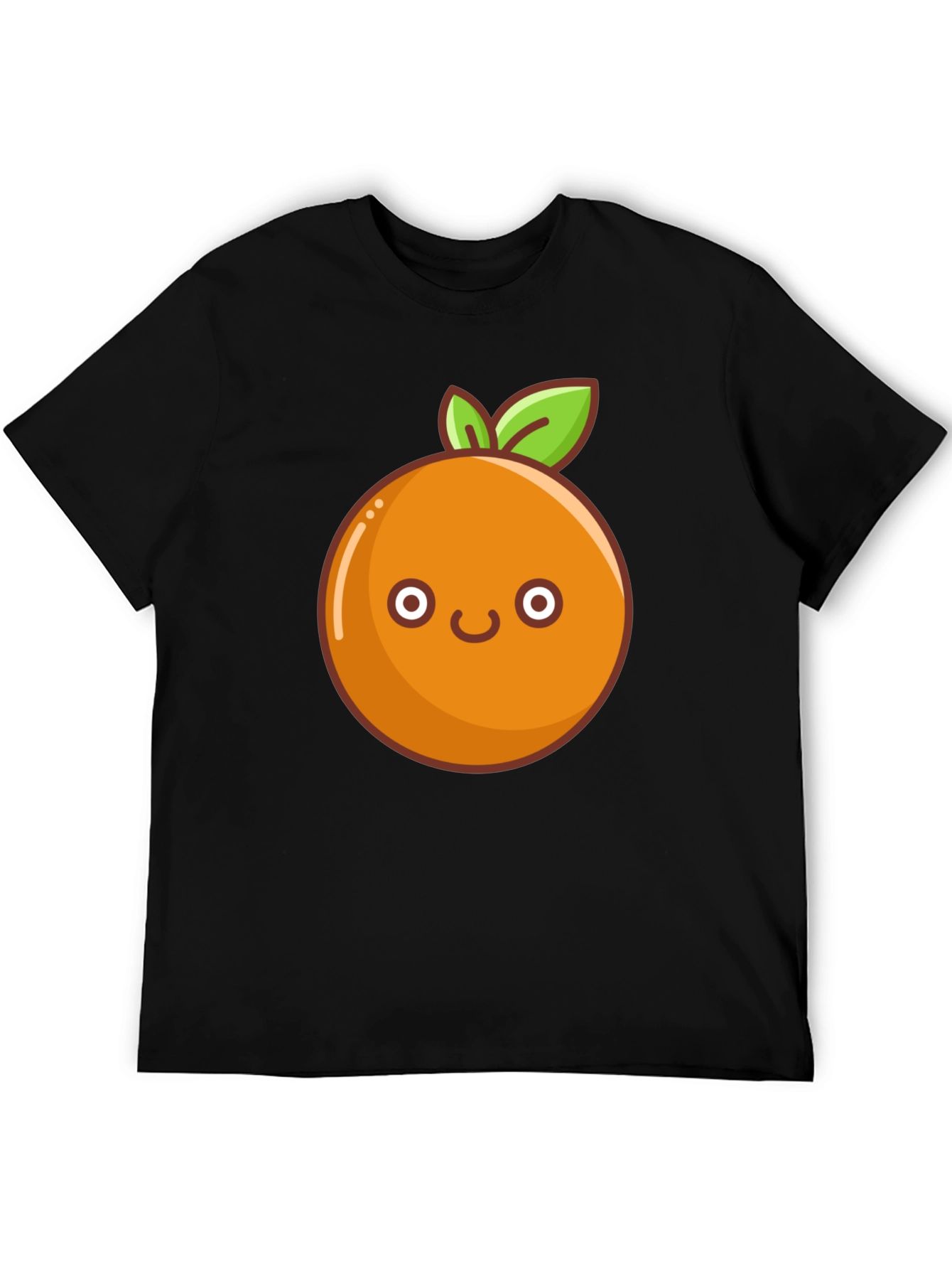 Cute Orange Graphic Tee - Black Cotton T-Shirt