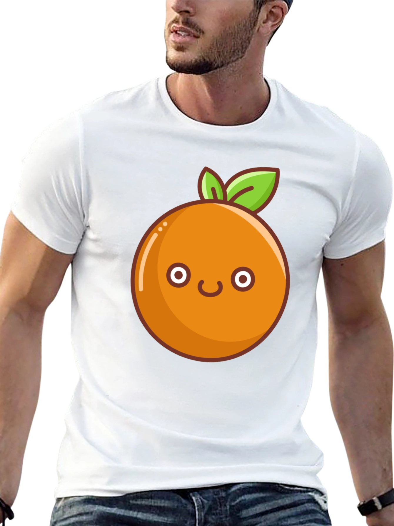 Cute Orange Graphic Tee - Black Cotton T-Shirt