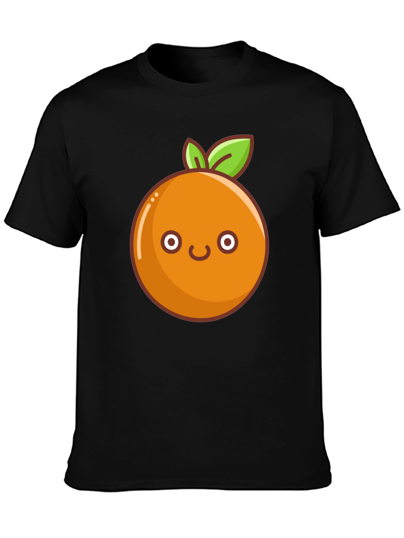 Cute Orange Graphic Tee - Black Cotton T-Shirt