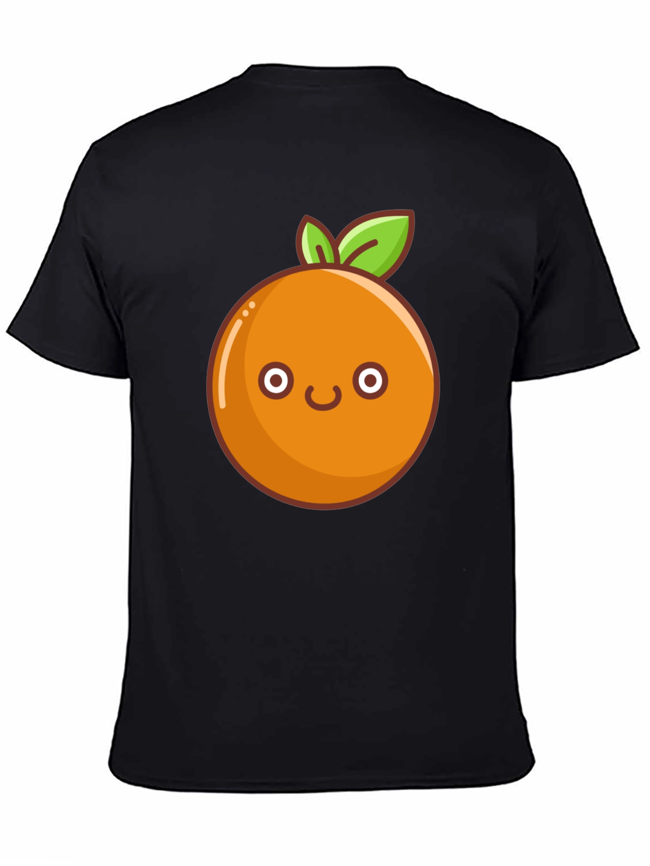 Cute Orange Graphic Tee - Black Cotton T-Shirt