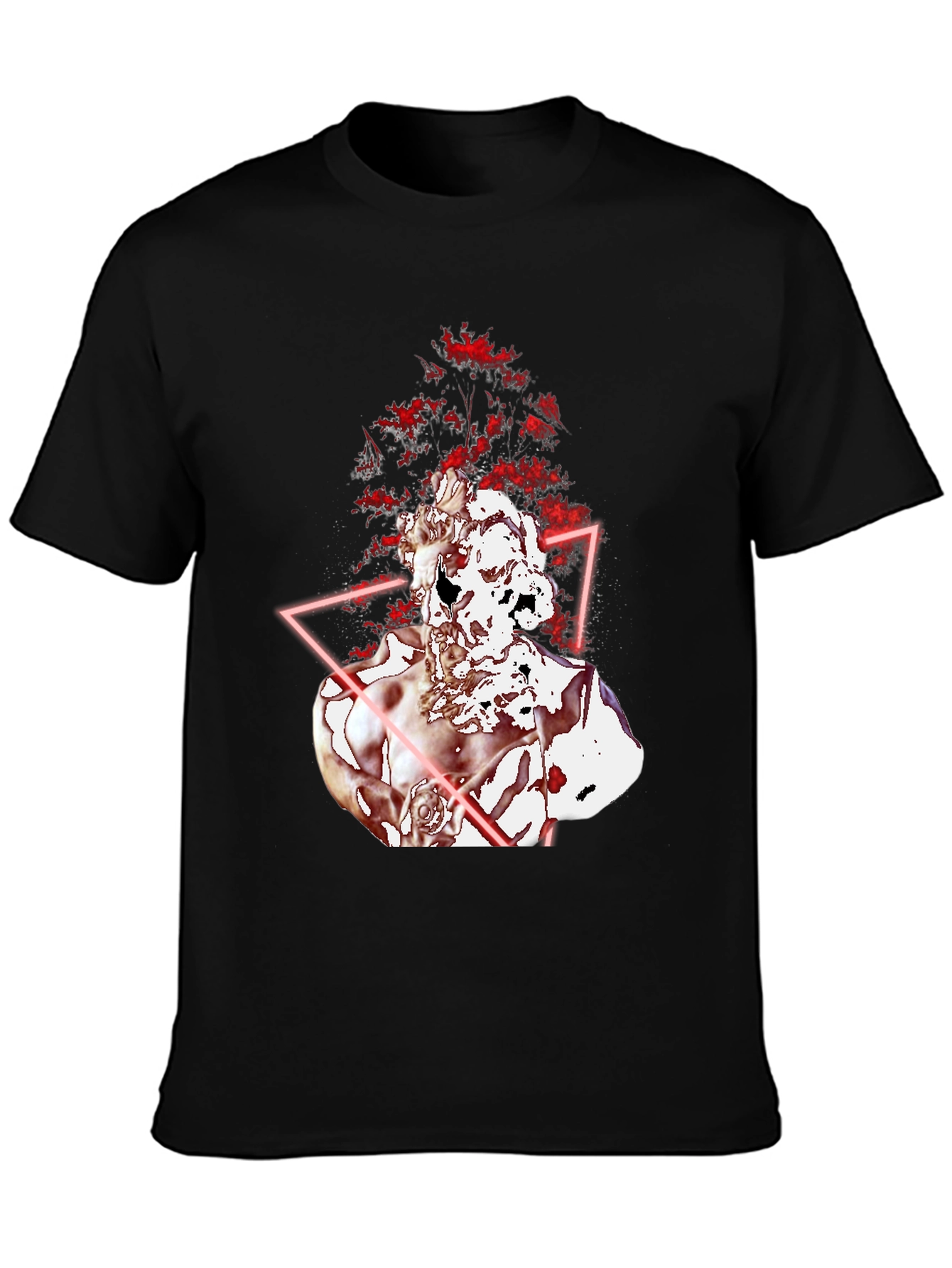 Statue Head Graphic Tee - Black Cotton Blend
