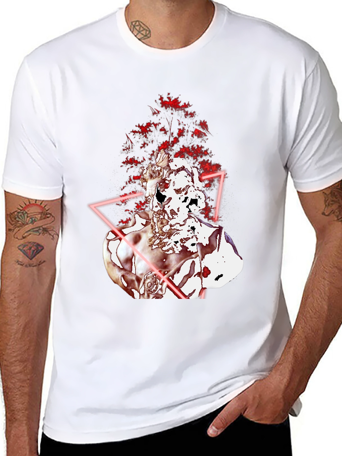 Statue Head Graphic Tee - Black Cotton Blend