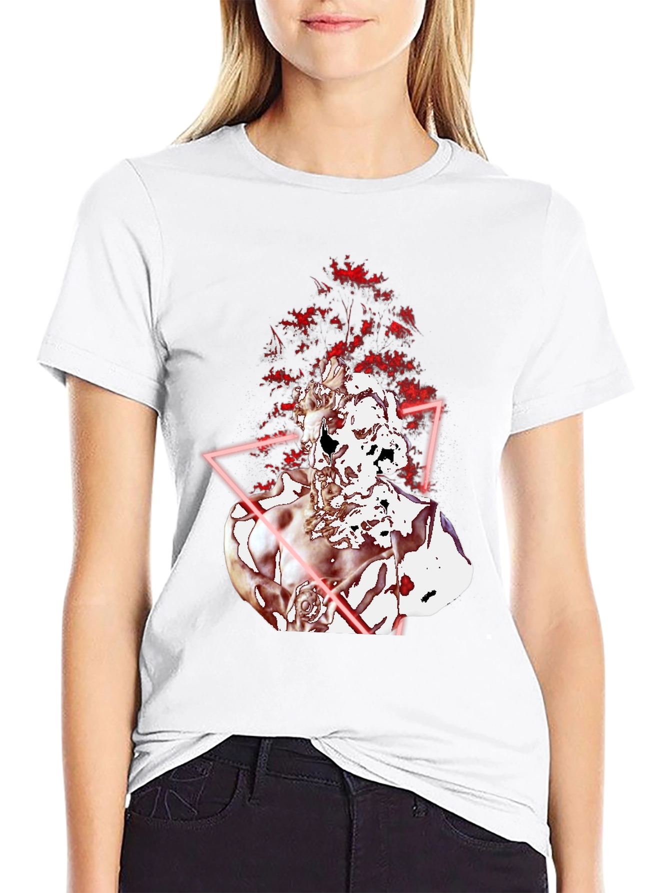 Statue Head Graphic Tee - Black Cotton Blend