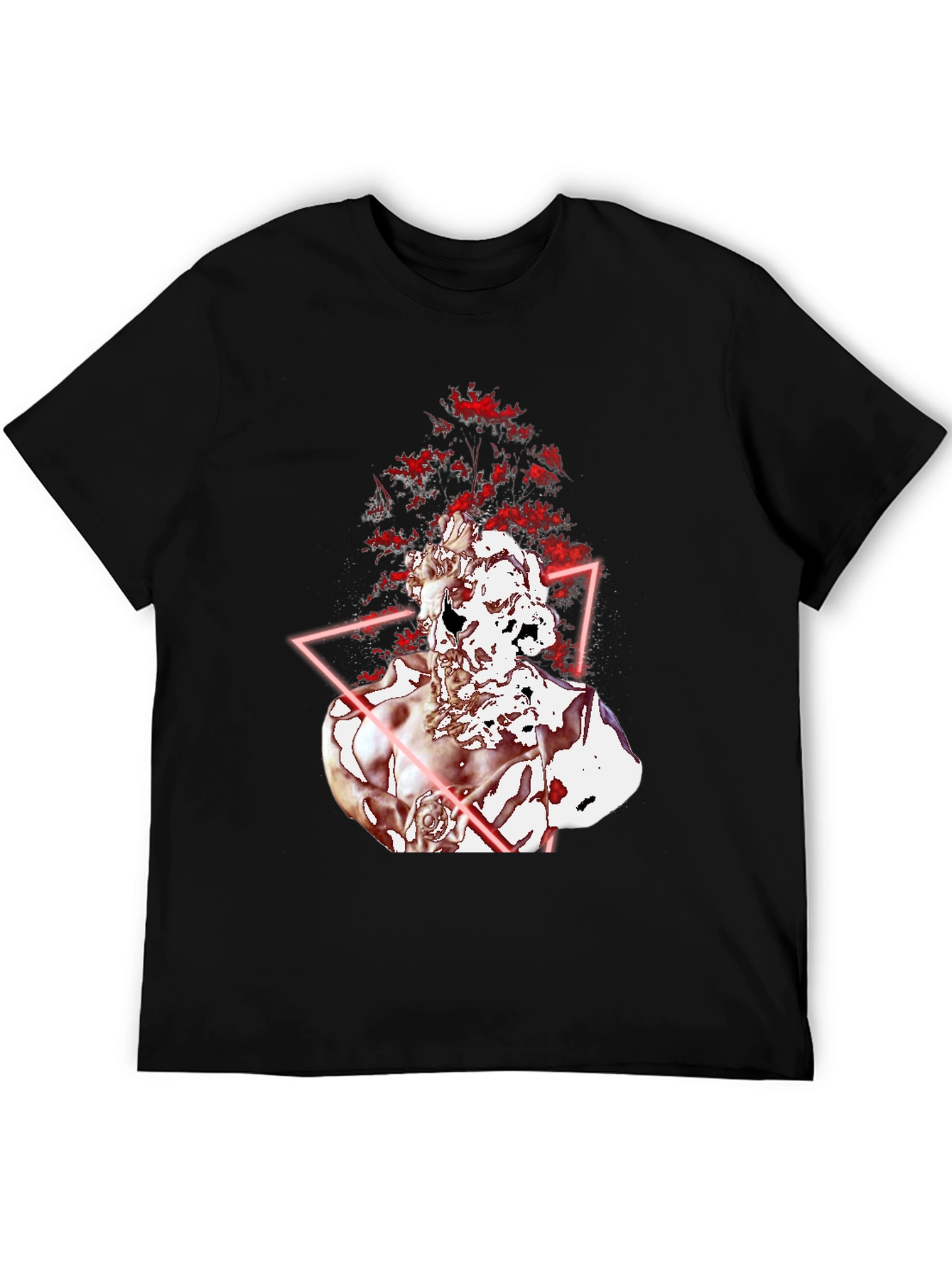 Statue Head Graphic Tee - Black Cotton Blend