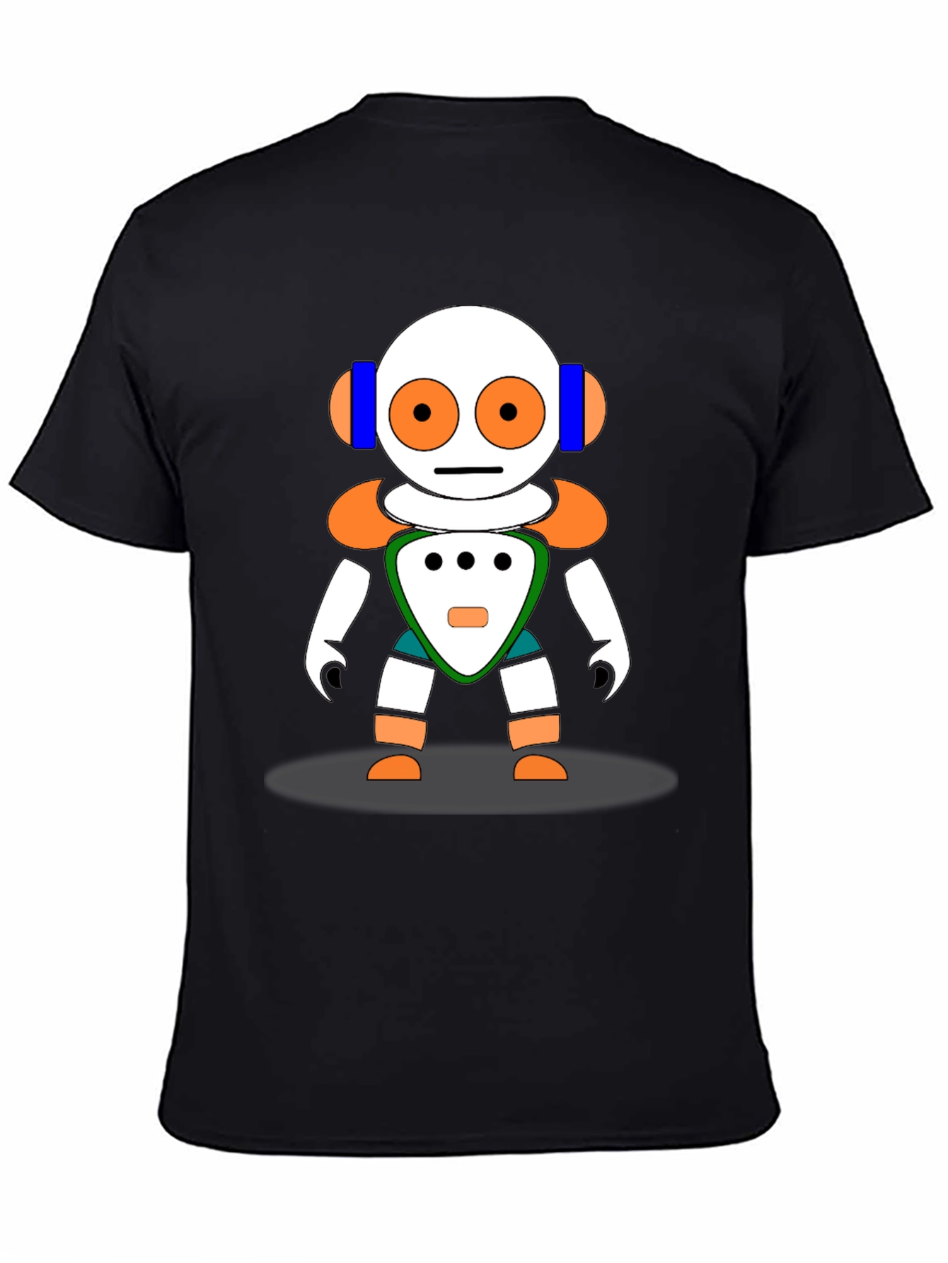 Fun Robot Graphic Tee - Black Cotton Blend