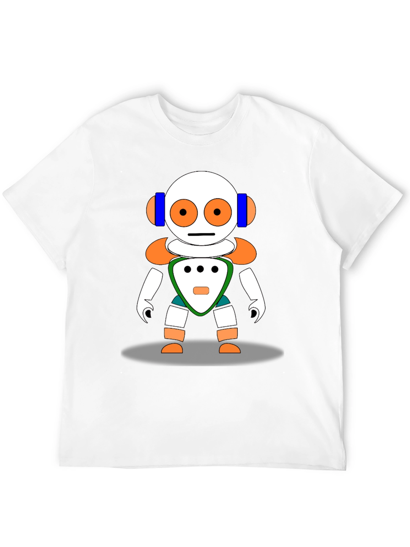 Fun Robot Graphic Tee - Black Cotton Blend