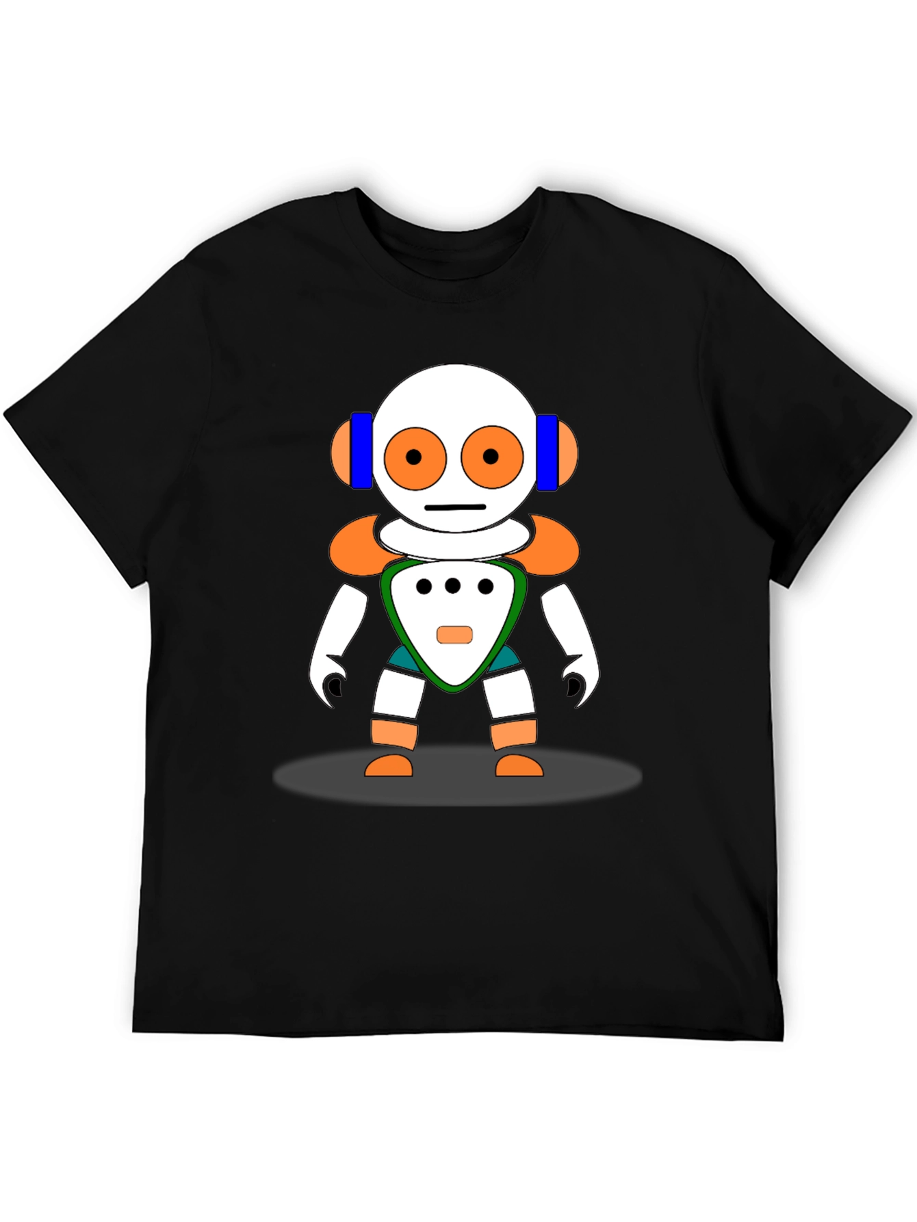 Fun Robot Graphic Tee - Black Cotton Blend