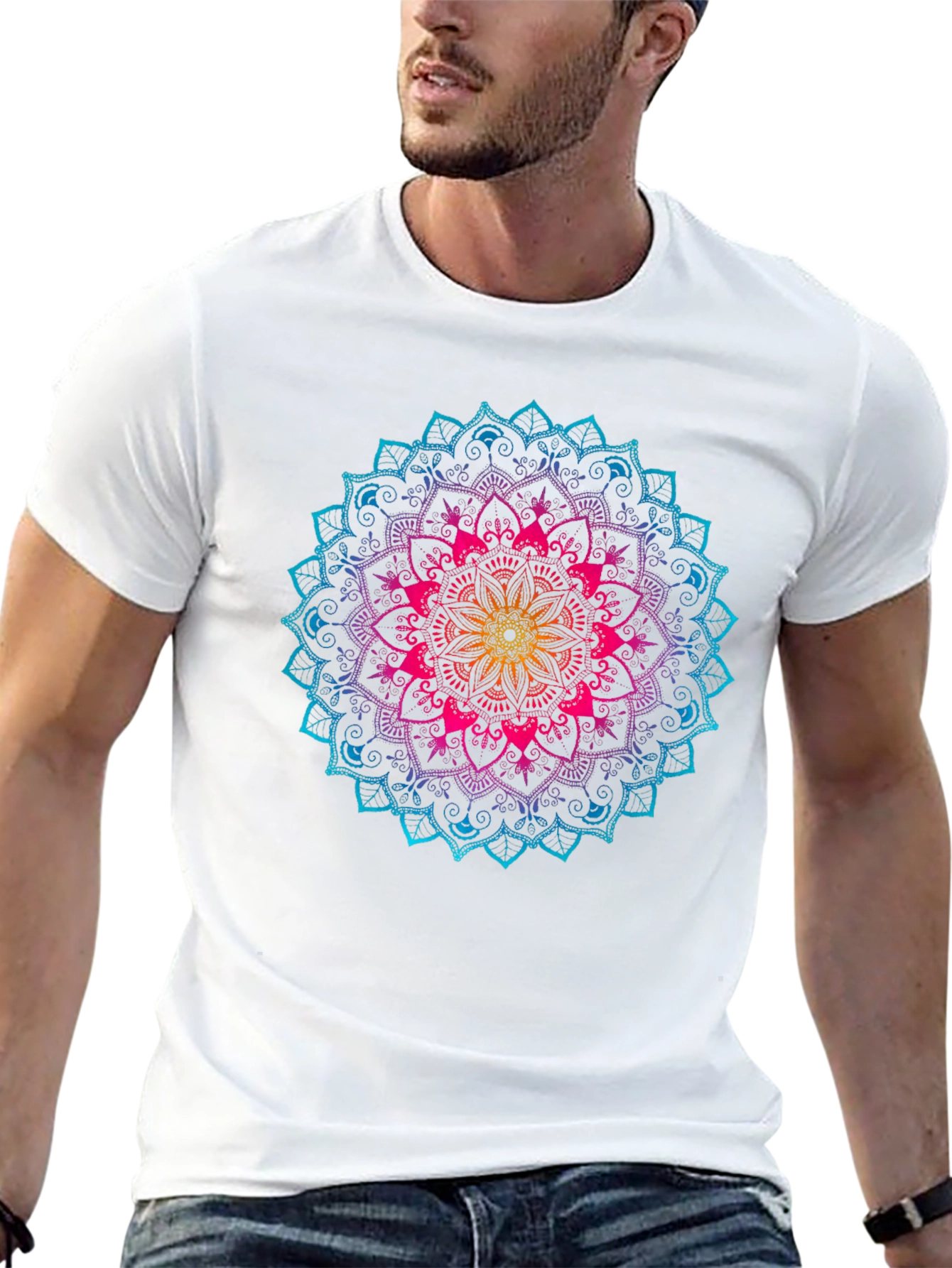 Rainbow Mandala Graphic T-Shirt