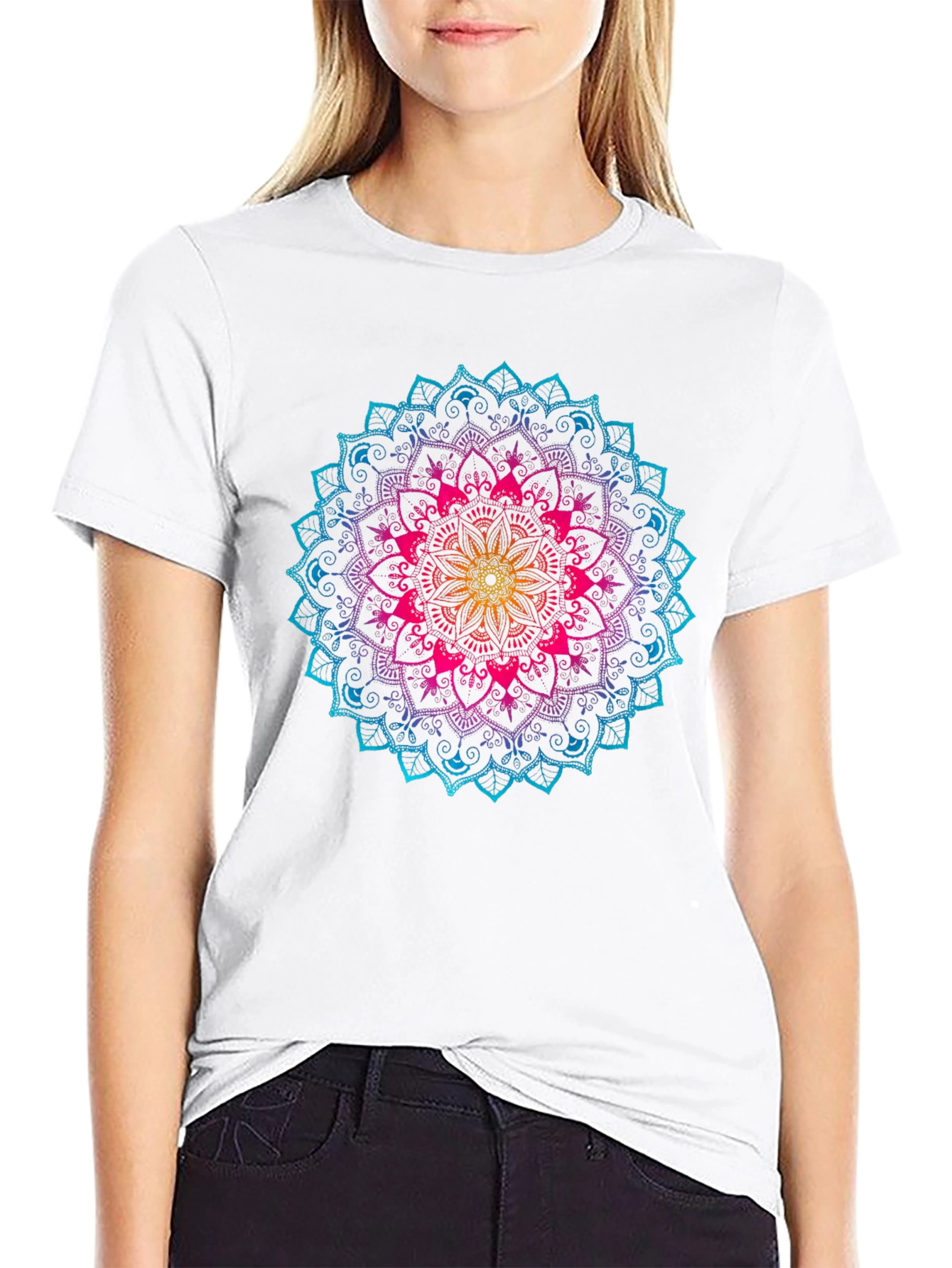 Rainbow Mandala Graphic T-Shirt