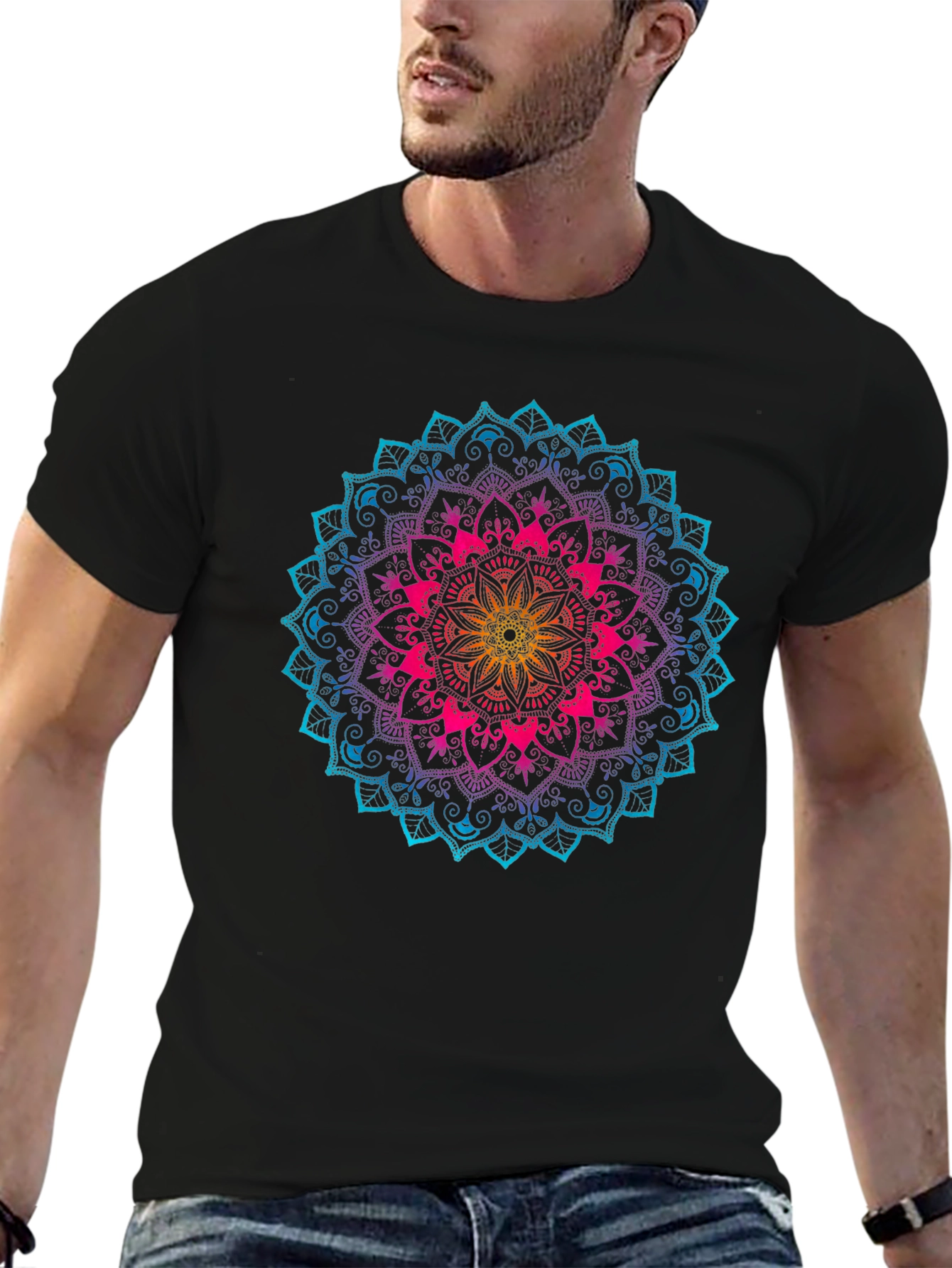Rainbow Mandala Graphic T-Shirt