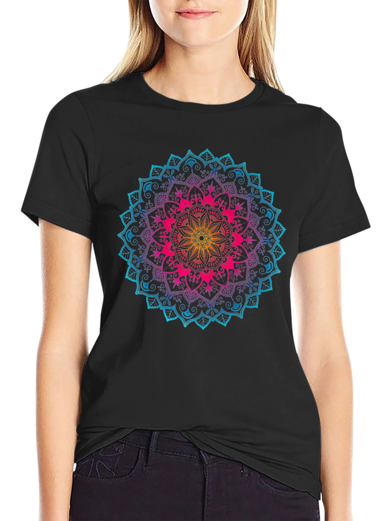Rainbow Mandala Graphic T-Shirt