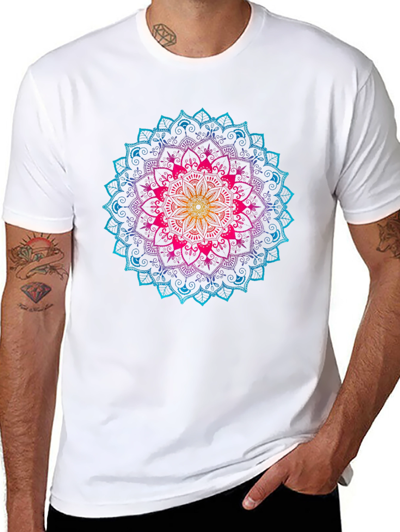 Rainbow Mandala Graphic T-Shirt