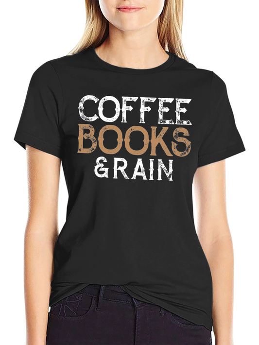 Coffee Books & Rain Graphic T-Shirt