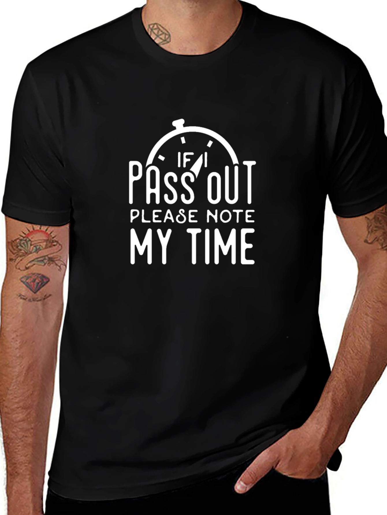 Funny Note My Time Black Graphic T-Shirt