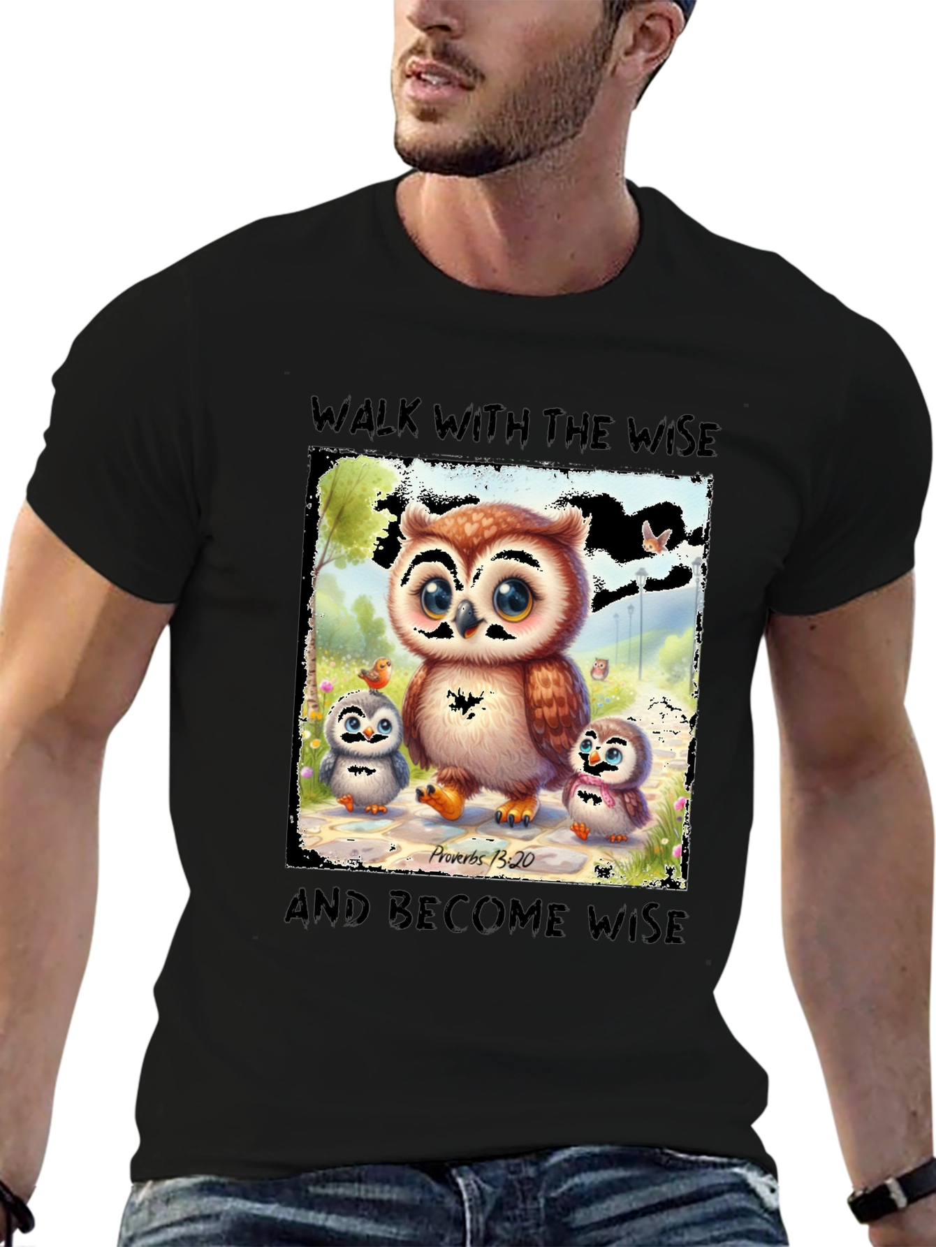 Wise Owl T-Shirt - Proverbs 13:20