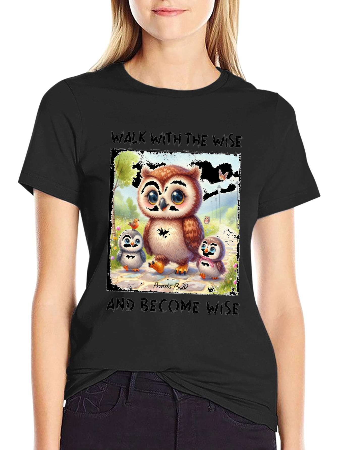 Wise Owl T-Shirt - Proverbs 13:20