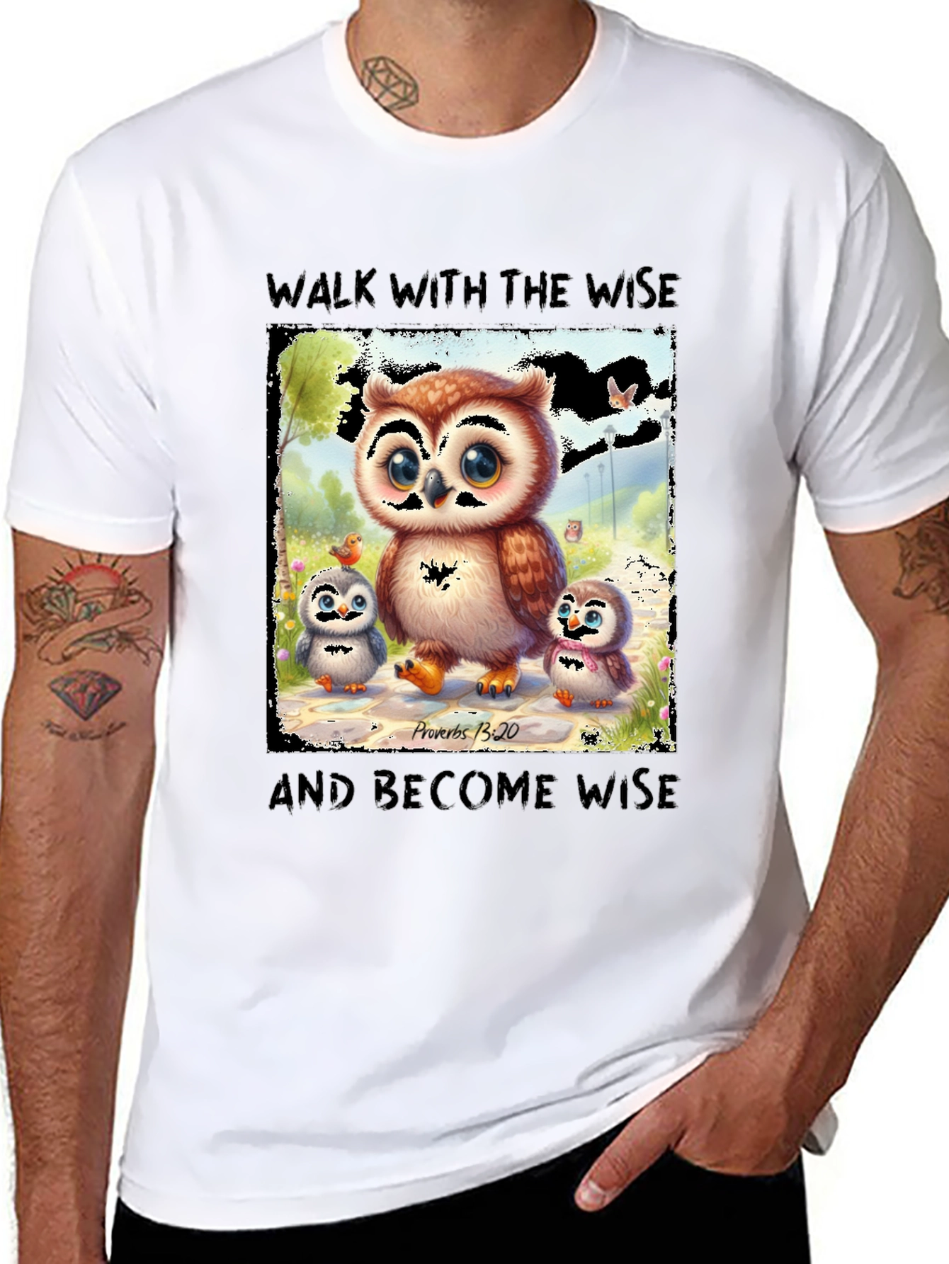 Wise Owl T-Shirt - Proverbs 13:20